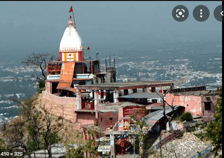 “Chandi Devi Temple Haridwar – Hilltop Hindu temple view, ropeway ride, sacred pilgrimage site, and scenic landscape from Neel Parvat.”