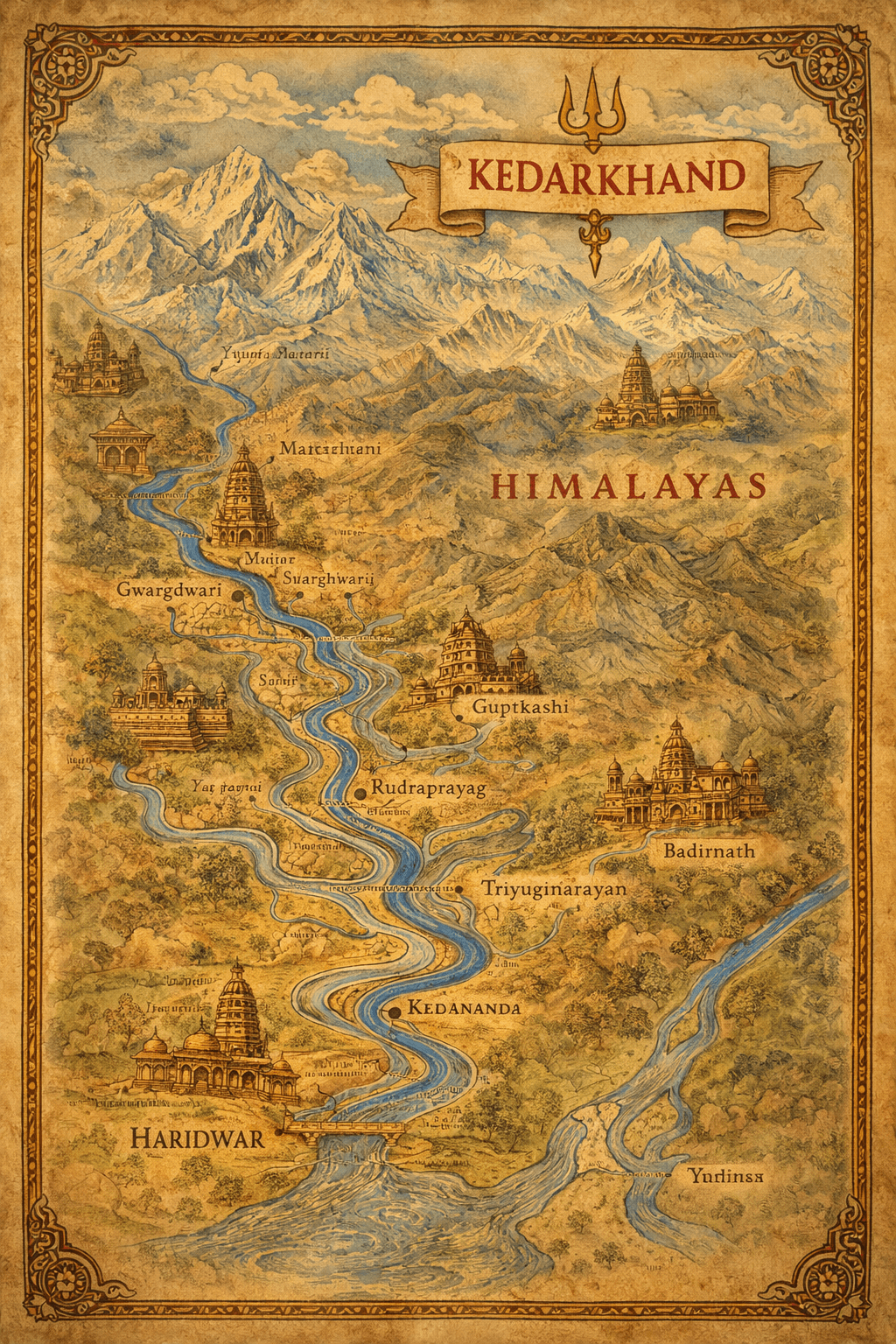 Kedarkhand Garhwal mythological map