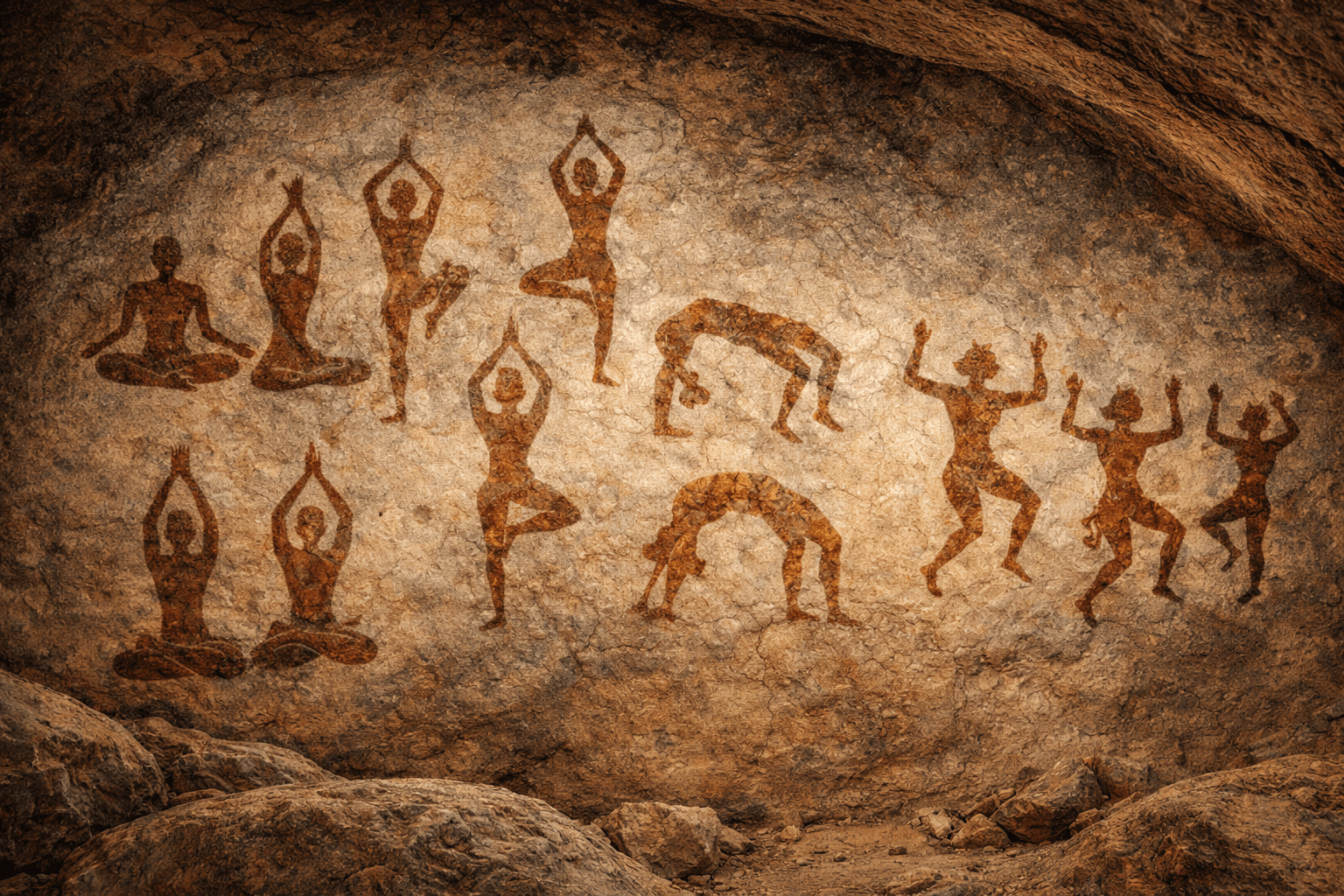Almora prehistoric yoga posture paintings