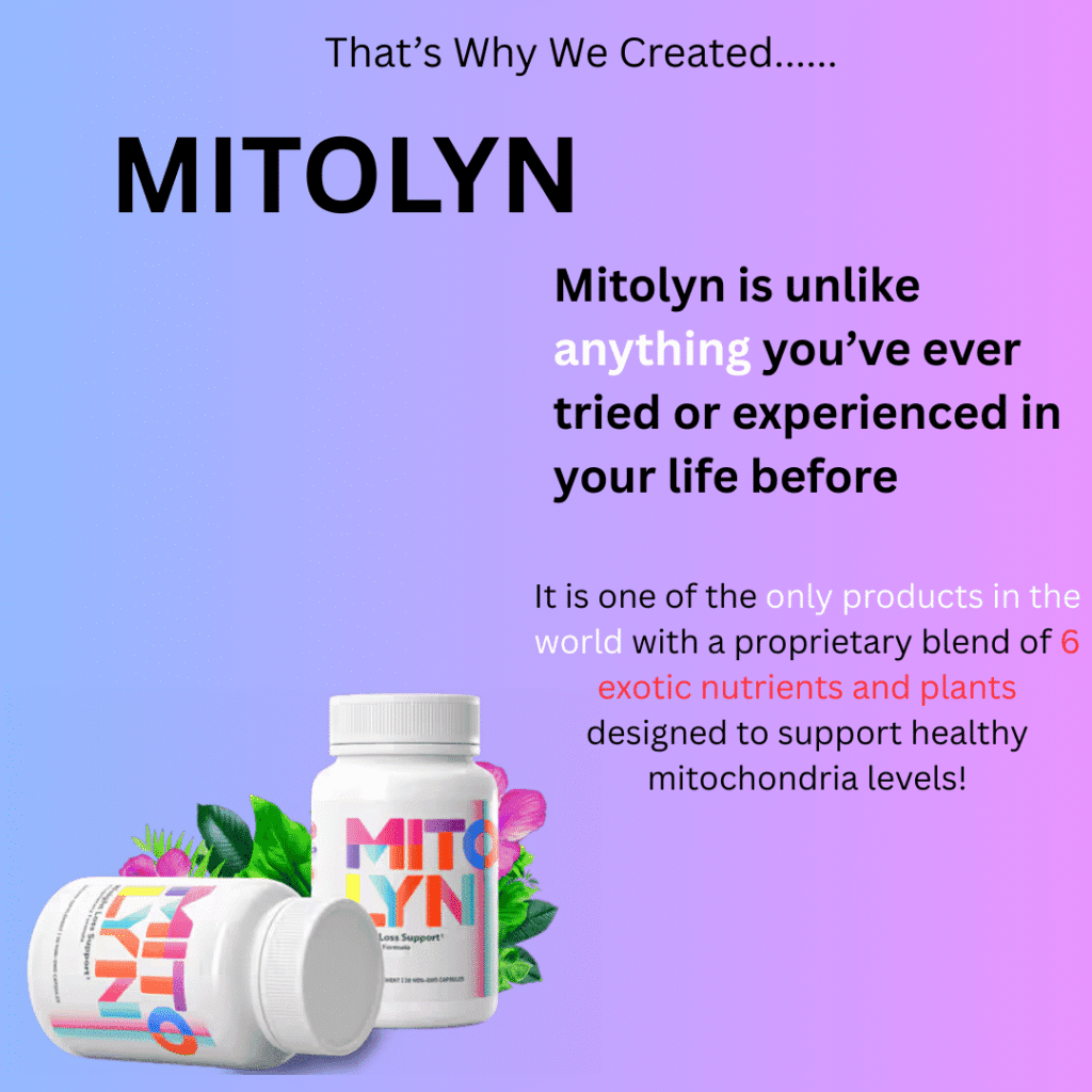 “MITOLYN dietary supplement bottle for metabolic boost and energy support”
