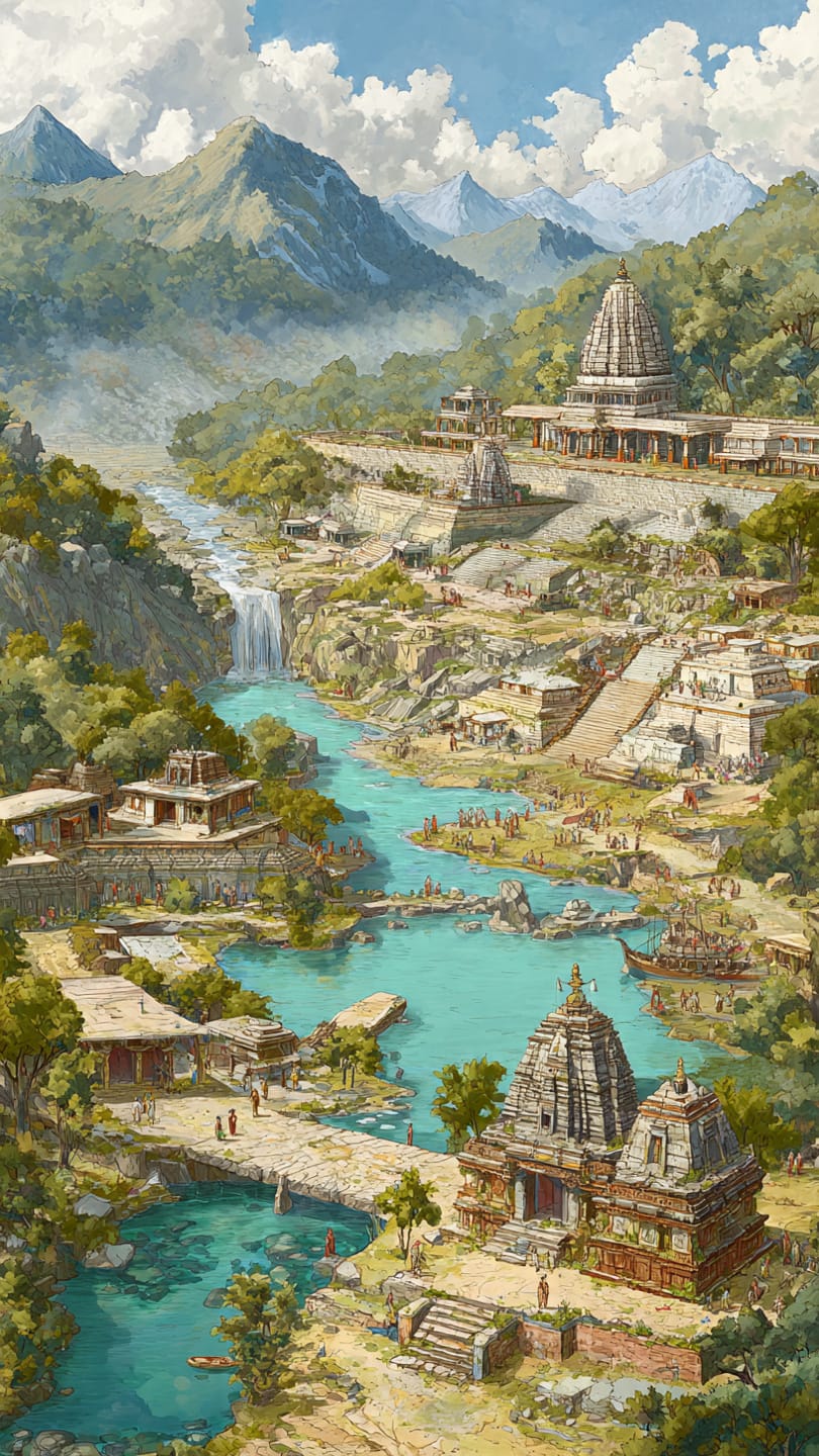 Ancient map of Uttarakhand history showing Manaskhand and Kedarkhand