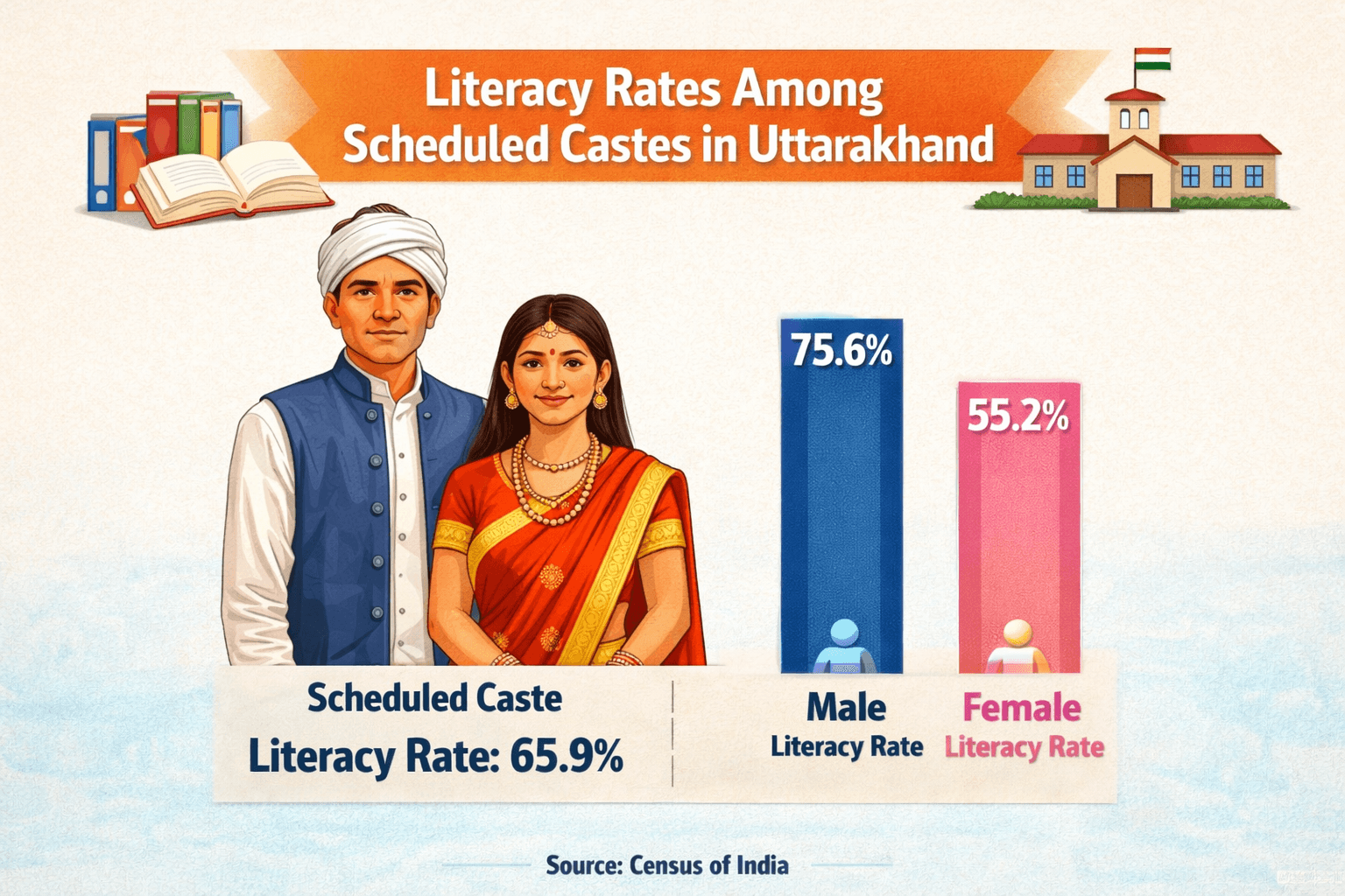 Literacy rate of Scheduled Castes in Uttarakhand