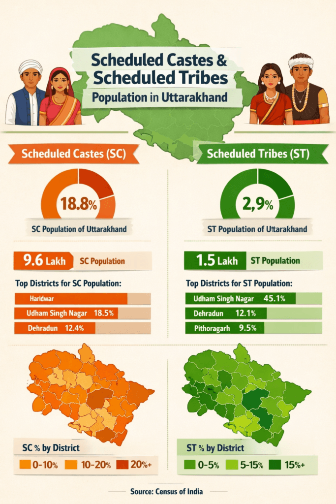 Scheduled Castes and Scheduled Tribes population statistics of Uttarakhand