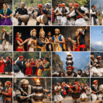 Traditional Uttarakhand folk dancers performing Cholia dance with sword and shield