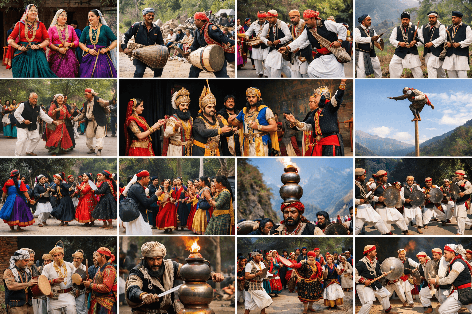 Traditional folk dancers of Uttarakhand performing Musical Arts of Uttarakhand (Dance & Drama)