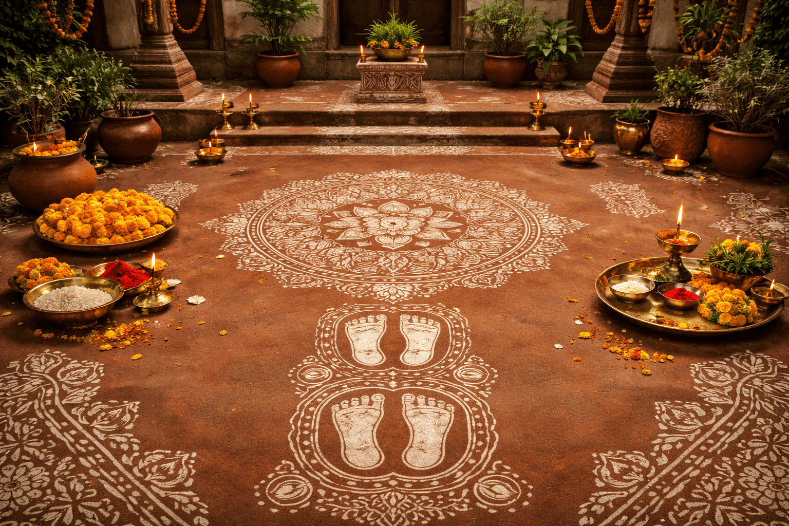 Aipan folk art of Uttarakhand traditional floor painting