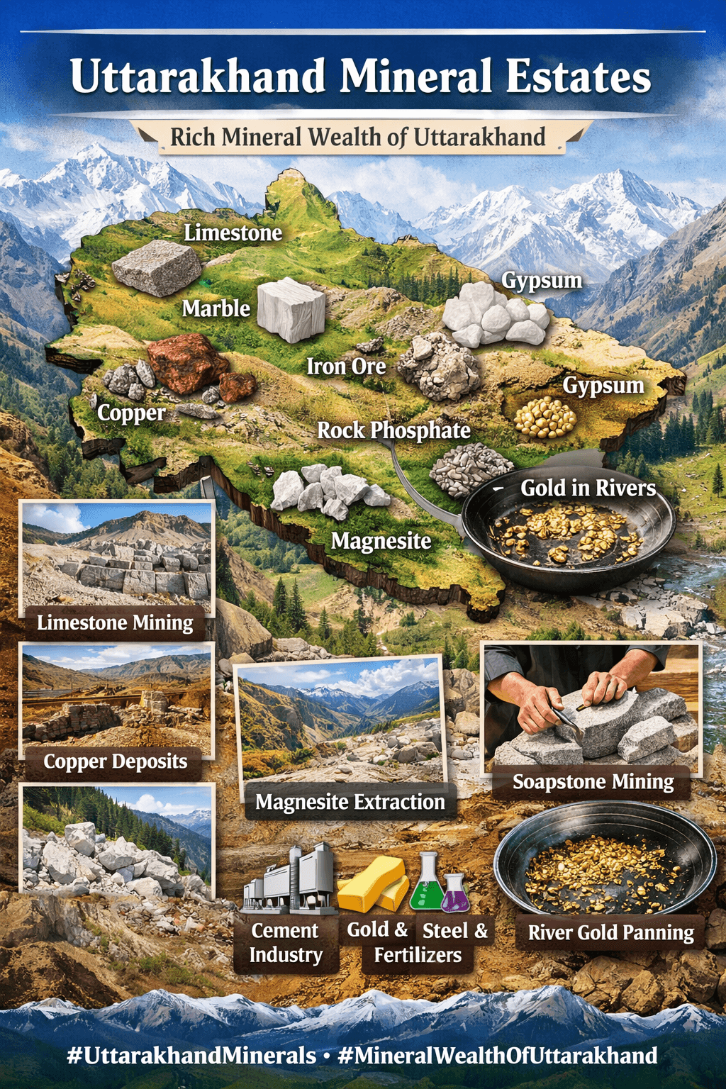 Mineral map of Uttarakhand showing major mineral belts