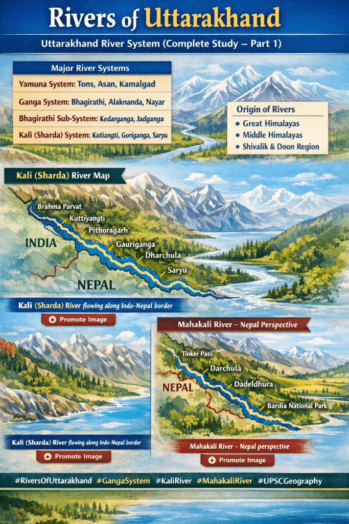 Sharda River (Kali / Mahakali) map showing Uttarakhand and Nepal