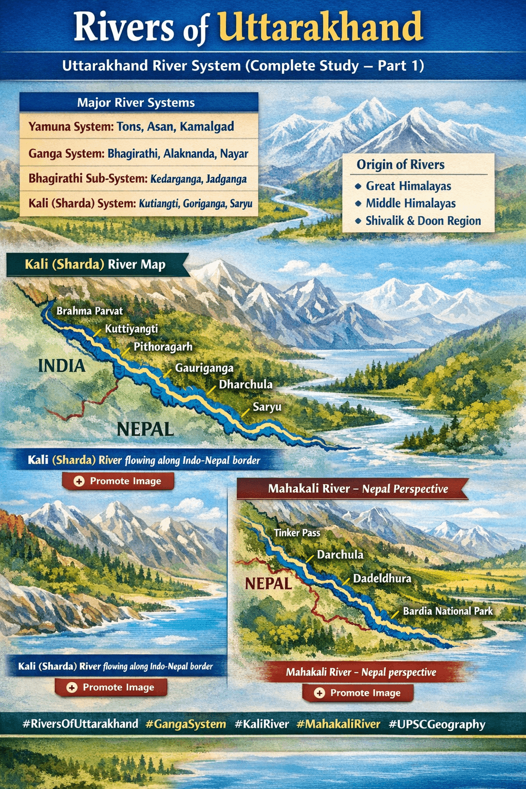 Sharda River (Kali / Mahakali) map showing Uttarakhand and Nepal