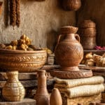 Uttarakhand craft art showing traditional wood, bamboo, ringal, clay, metal and wool handicrafts