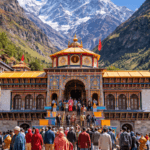 Badrinath Temple with Neelkanth mountain in Chamoli