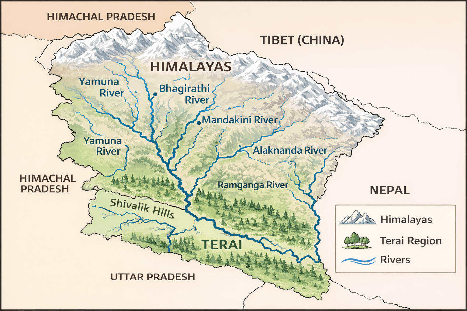 Natural boundaries of Uttarakhand