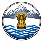 State emblem of Uttarakhand with Himalayan peaks
