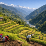 Terraced farming in Uttarakhand hills