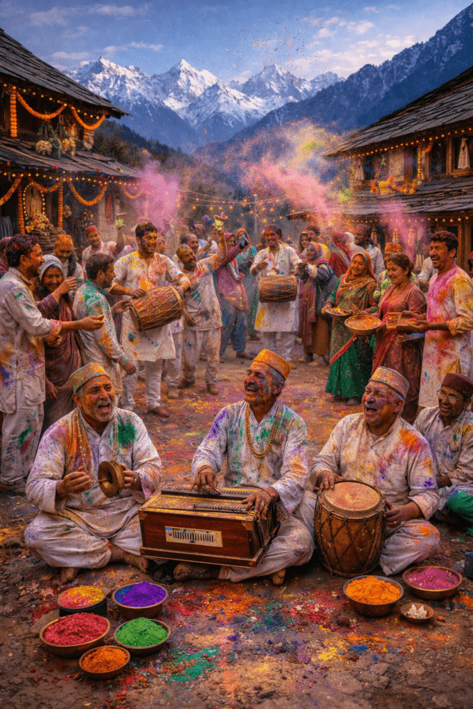 Traditional Khadi Holi celebration in Uttarakhand