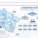 Uttarakhand governance infographic showing executive structure and districts